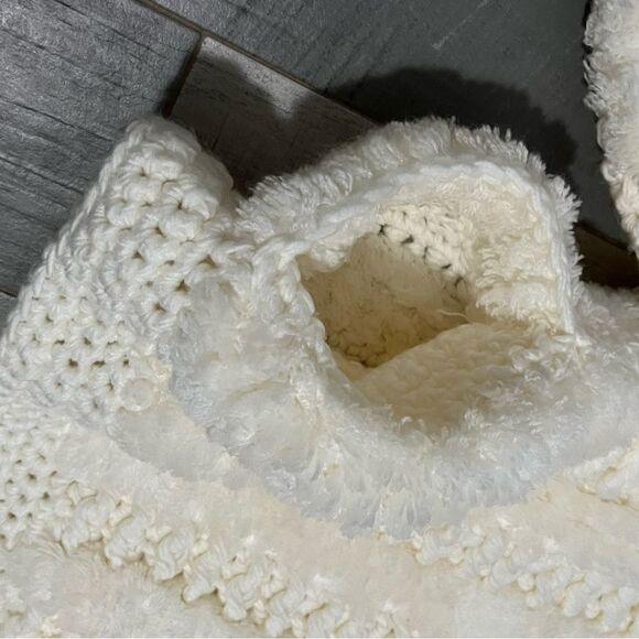“Le Sweater” Vtg oversized hand knit sweater 70s cream chunky textured jacket M - Picture 10 of 15